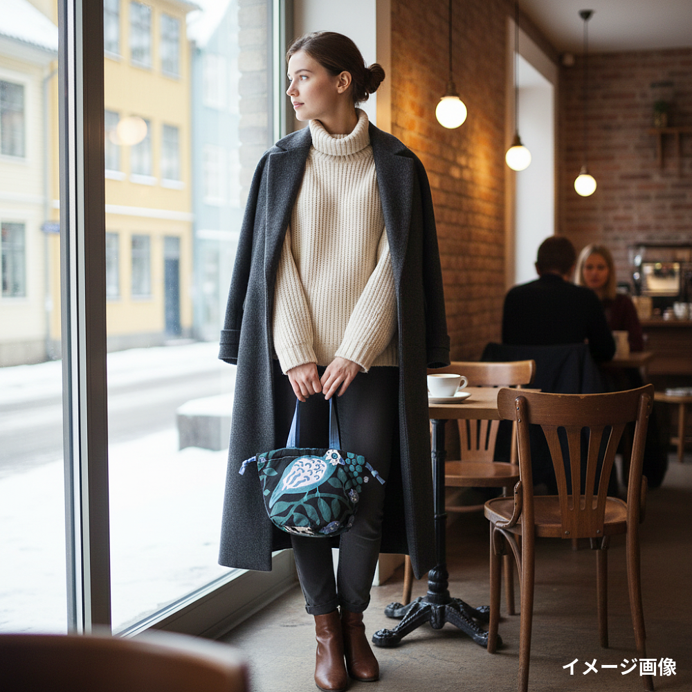 NORDISKA TYGER × ROOTOTE / "BLÅ FÅGEL" Drawstring TOTE / 643902