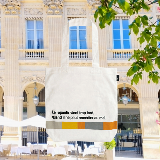 Recycled cotton tote bag "Le repentir vient trop tard" / 108601