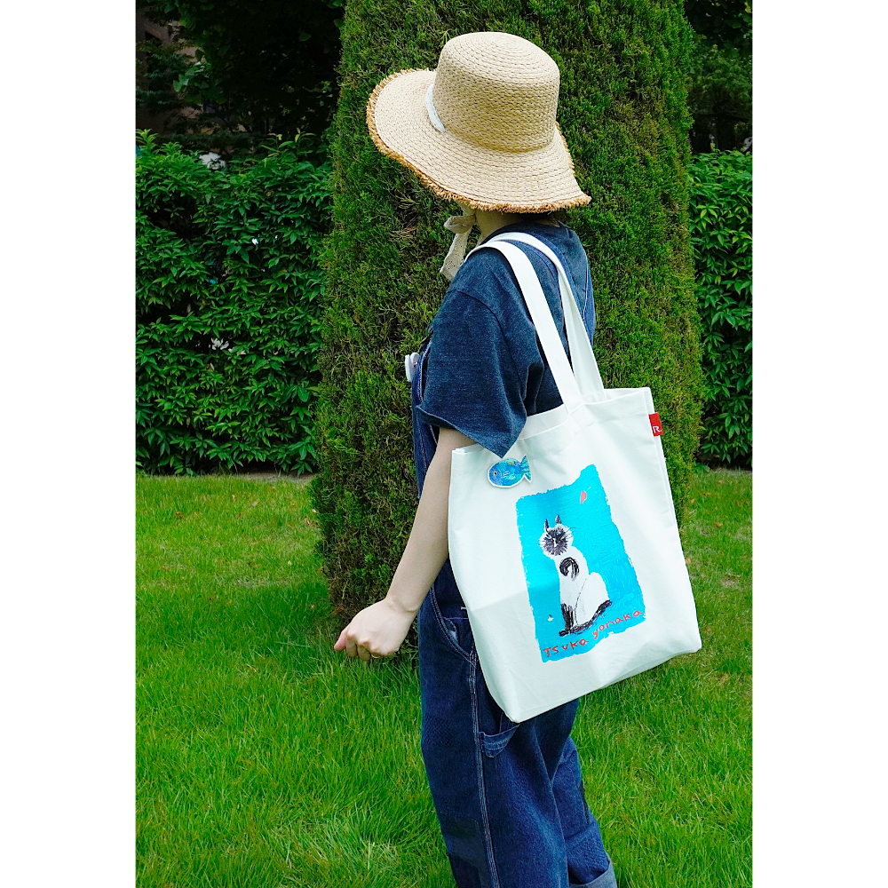 【Limited edition】夜中つか×ROOTOTE / 「みなとまちのねこ」おさかなブローチ付きトートバッグ / 000704