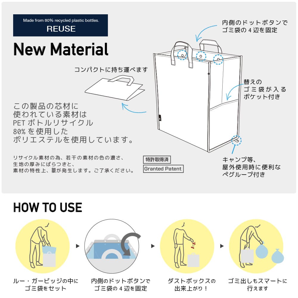 Post / Recycled polyester ROO GARBAGE-30L / 967604